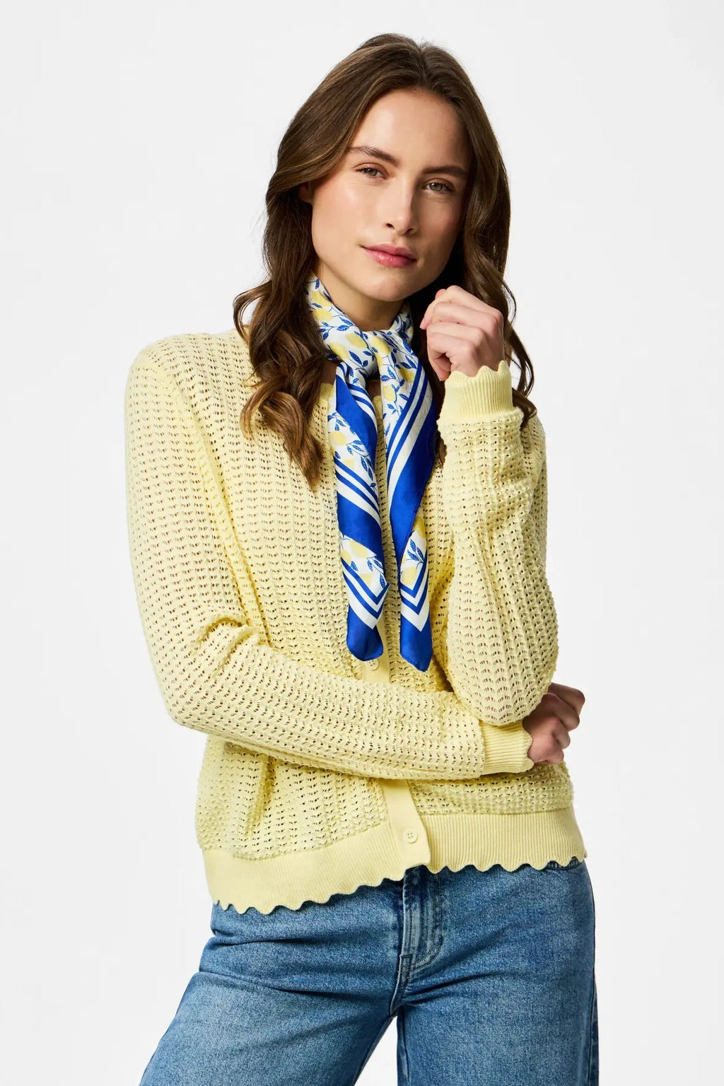 Cardigan en tricot à col rond Scout - Vanille française