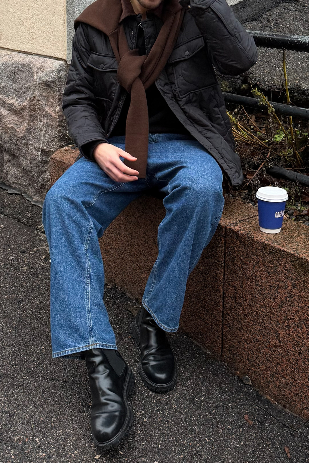 Jeans en ajustement détendu - denim bleu foncé