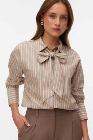 Islunn Bow Shirt -  Silver Mink Snow White