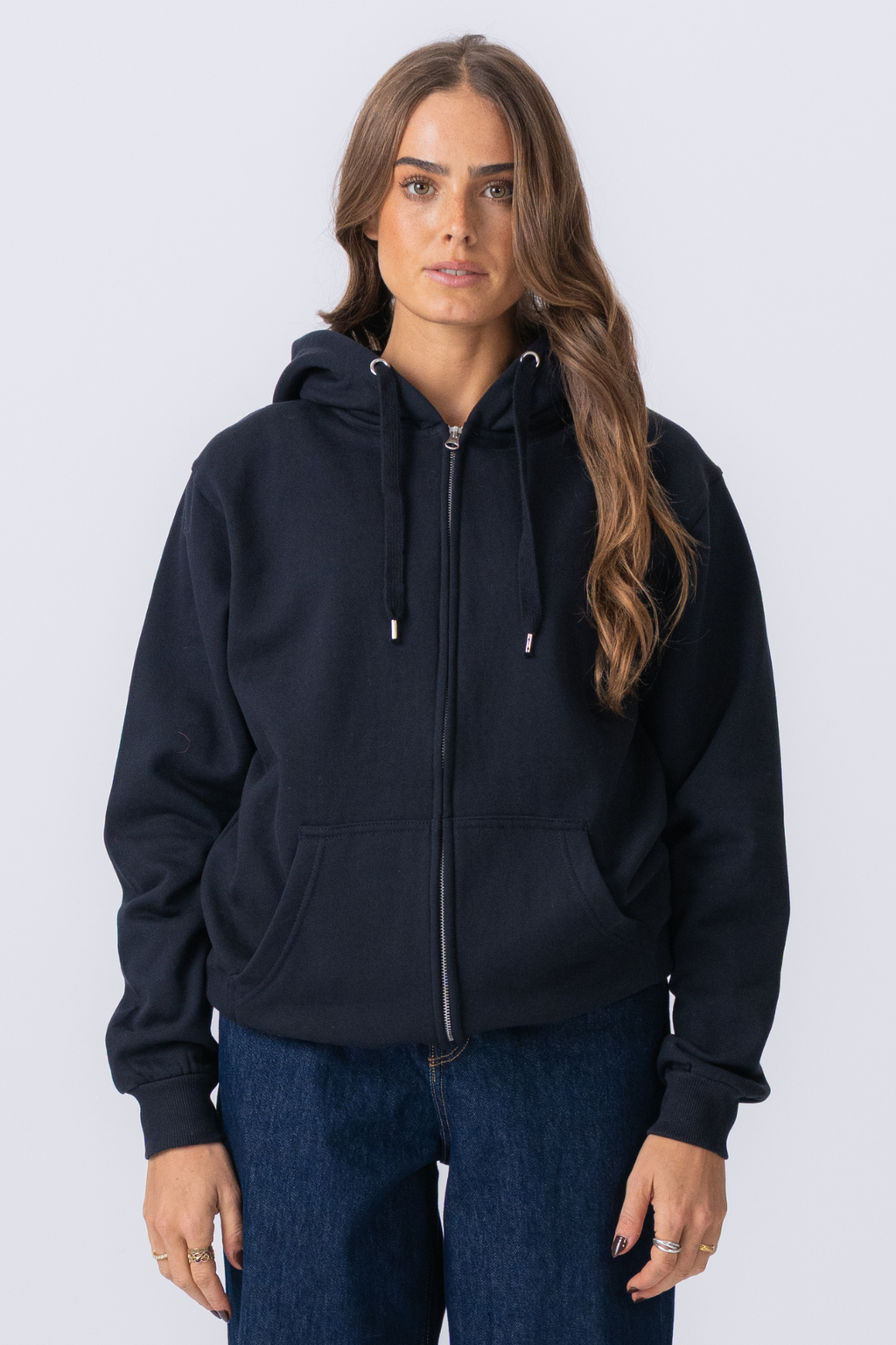 Basic Hoodie zip - marine noire