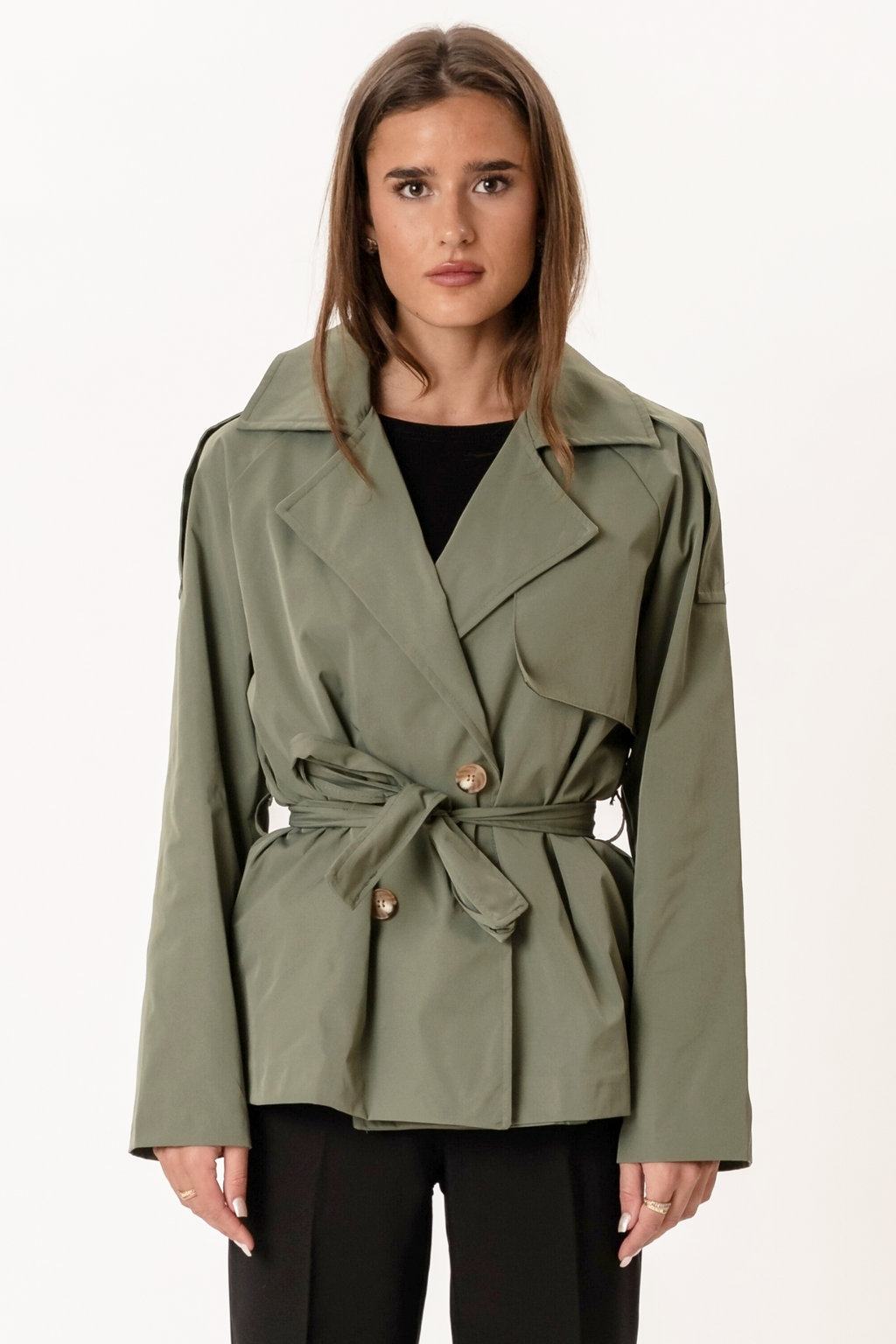 Sia Short Trenchcoat - Khaki