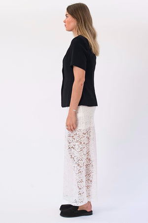 Jupe longue en dentelle Amara - Blanc