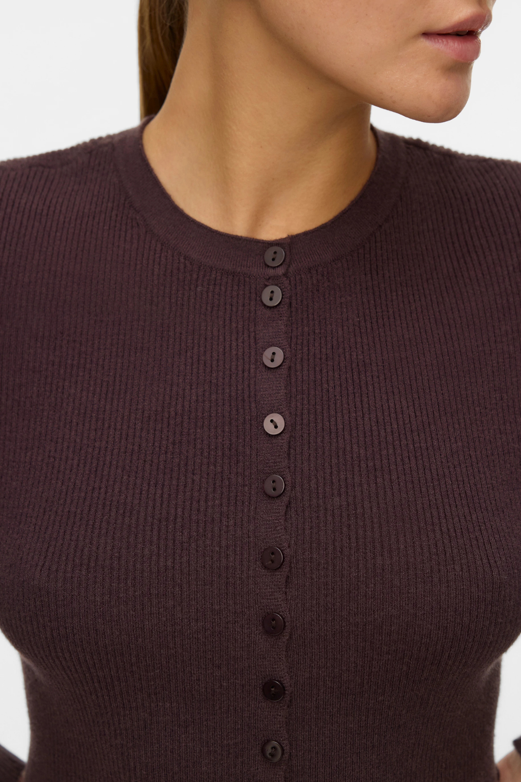 Cardigan tricot ukino o-cou - Plum au chocolat