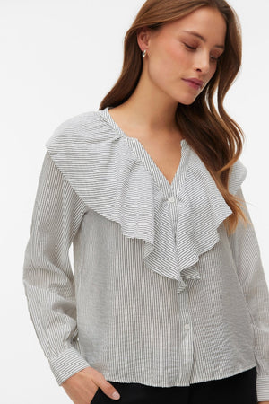 Chemise à volants Kaja à col en V - Blanche Neige Amanda Black