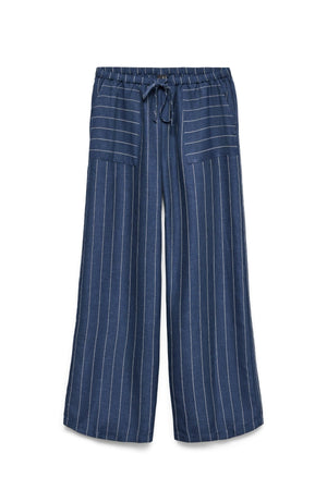 Pantalon large Odette - Denim foncé / Blanc