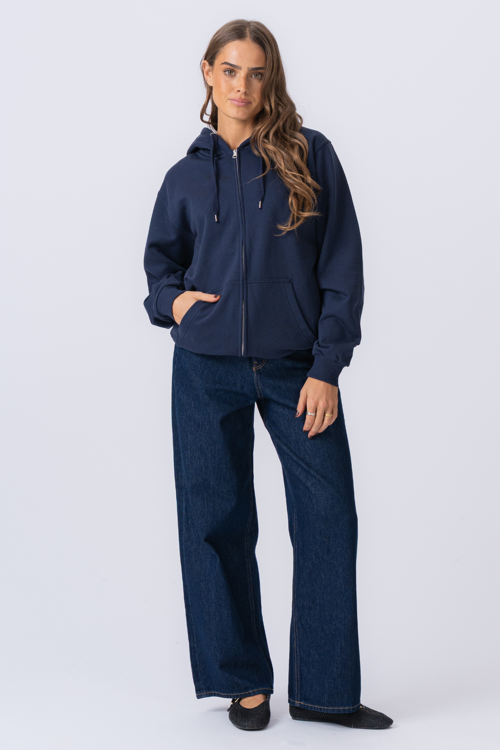 Hoodie zip de base - Marine