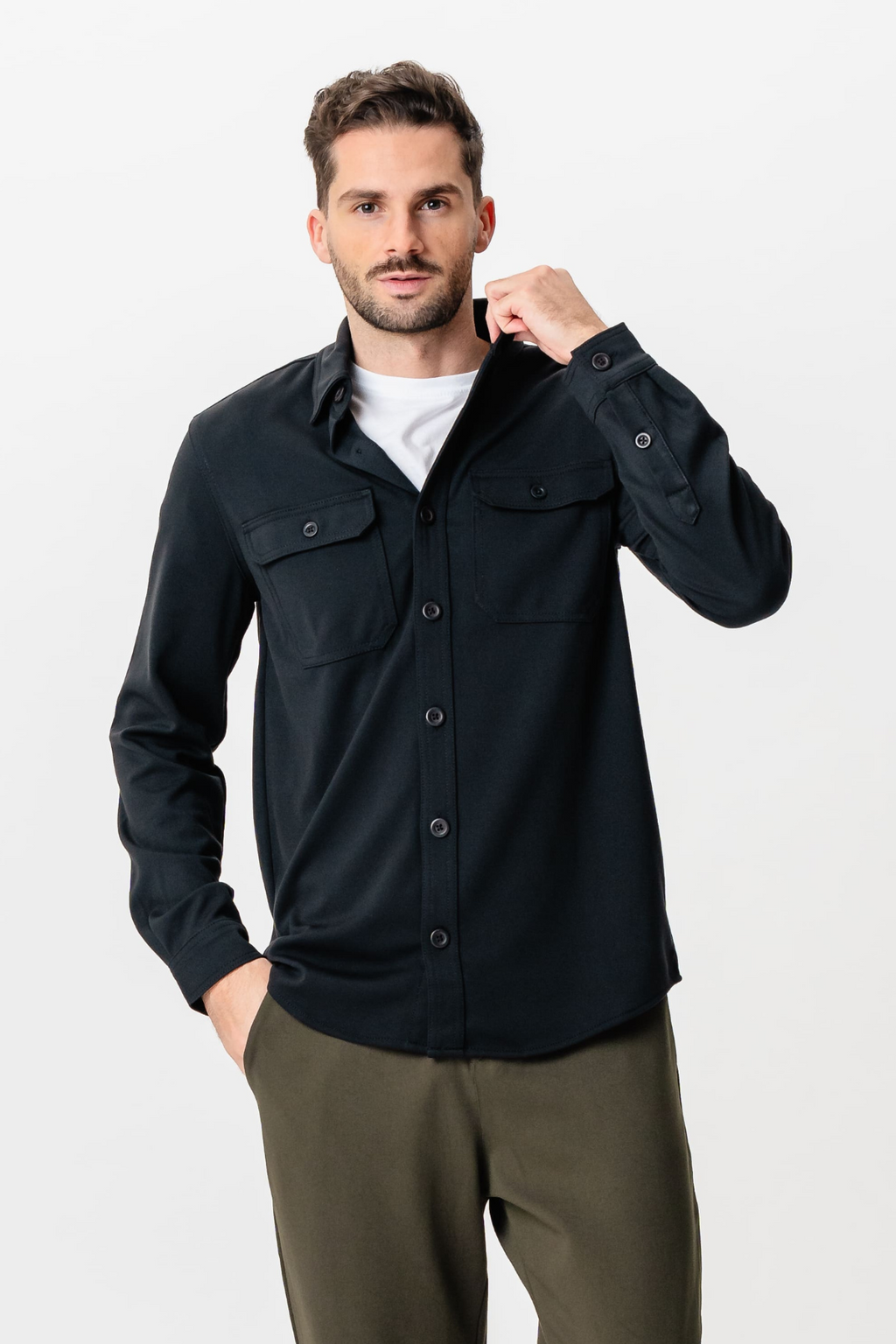 Performance Regular Overshirt - Black