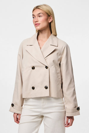 Scarlett Short Trenchcoat - Silver Grey
