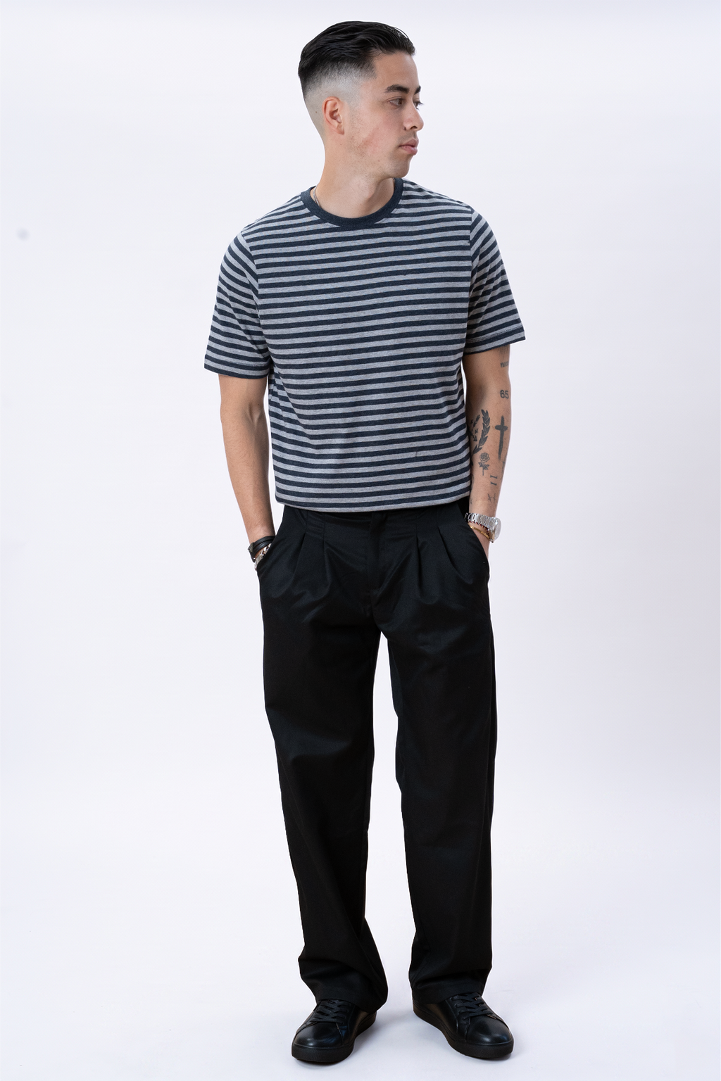 Nørregade Stripe - Gris noir marbré