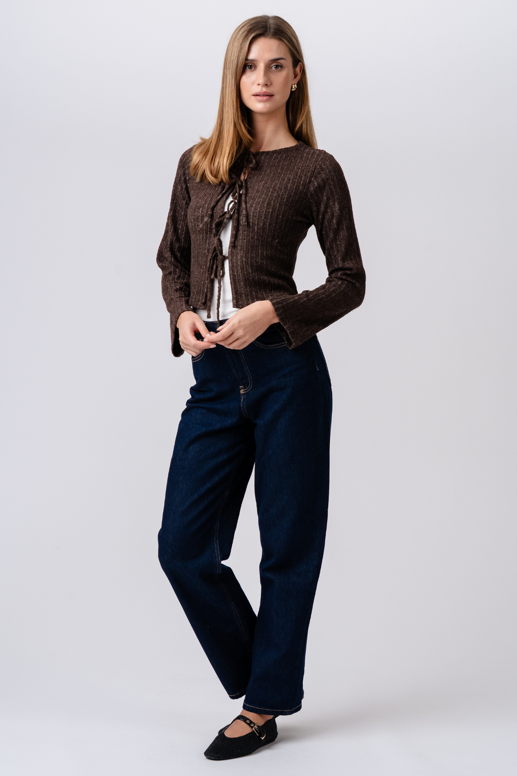Ivy Tie Blouse Tricot - Marron