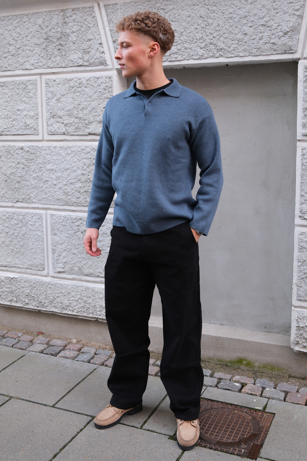 Chino droit en coton - Noir
