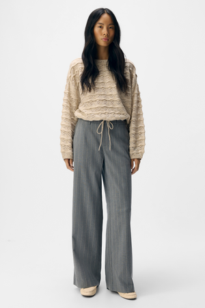 Lisa Wide Pant  AOP - Medium Grey Melange