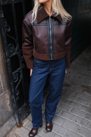 Daisy Shearling Jacket - Brown/Black