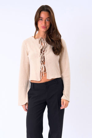 Ivy Tie Blouse Tricot - Beige