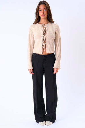 Ivy Tie Blouse Tricot - Beige