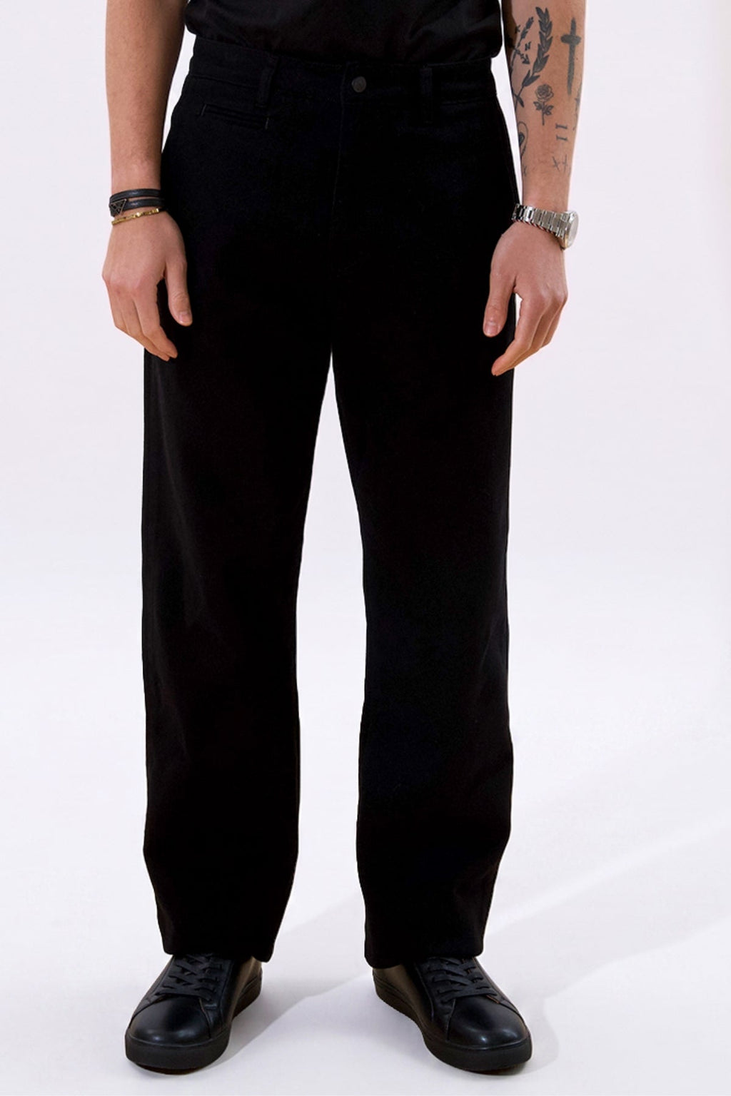 Chino droit en coton - Noir