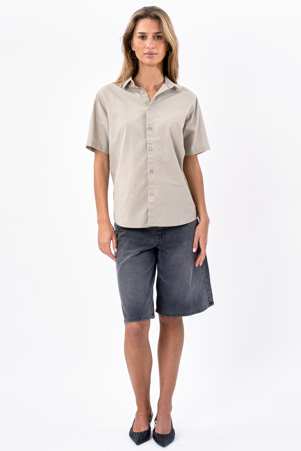 Chemise en lin à manches courtes - sable