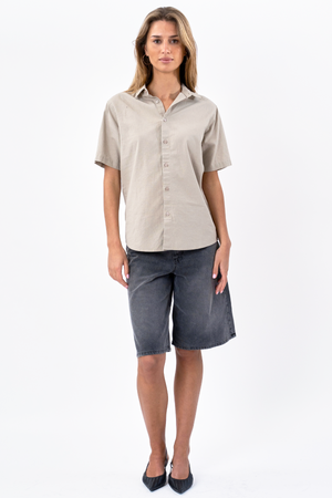 Chemise en lin à manches courtes - sable
