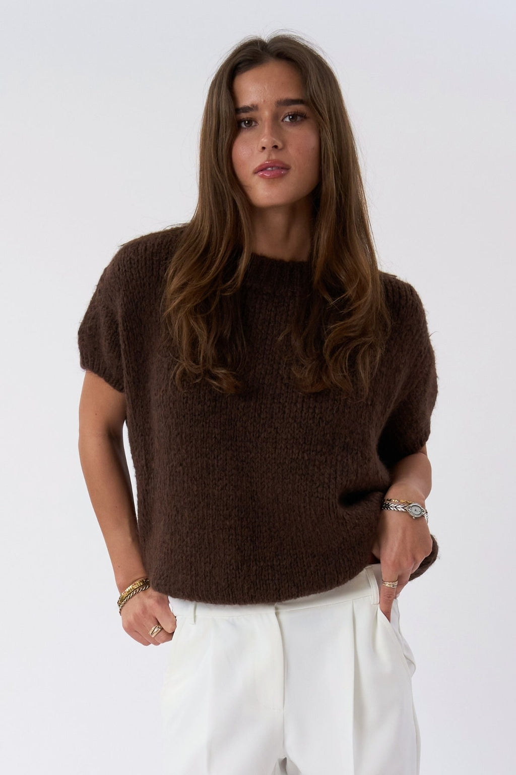 Tricot à manches courtes Chloé - Chocolat