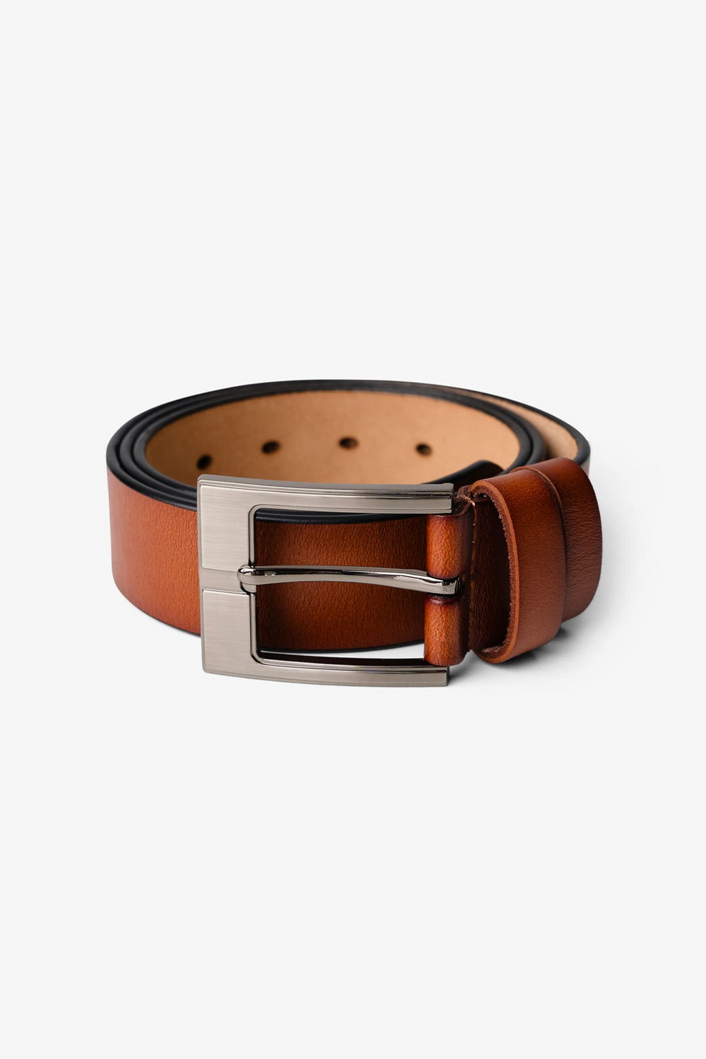 Ceinture Abilene - Cuir Marron Foncé - Boucle Grise