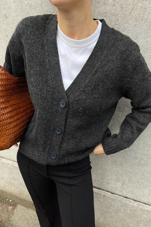 Knitted Cardigan - Dark Grey Melange