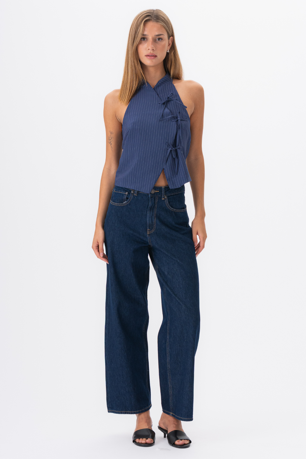 Silva Striped Top - Navy