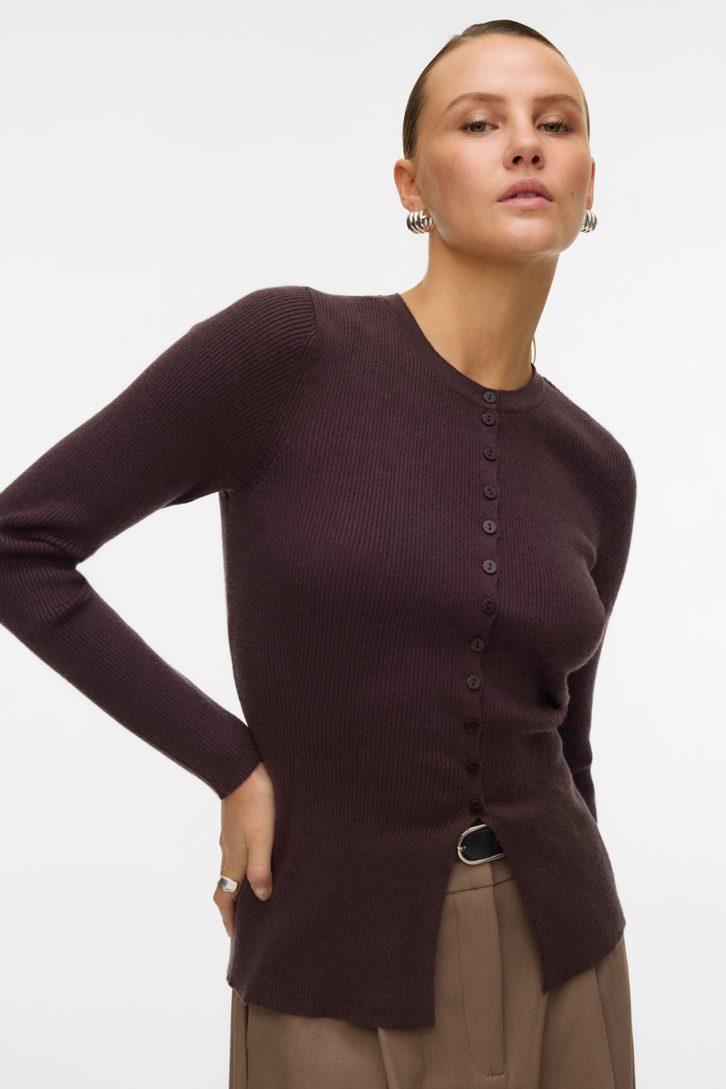 Cardigan tricot ukino o-cou - Plum au chocolat