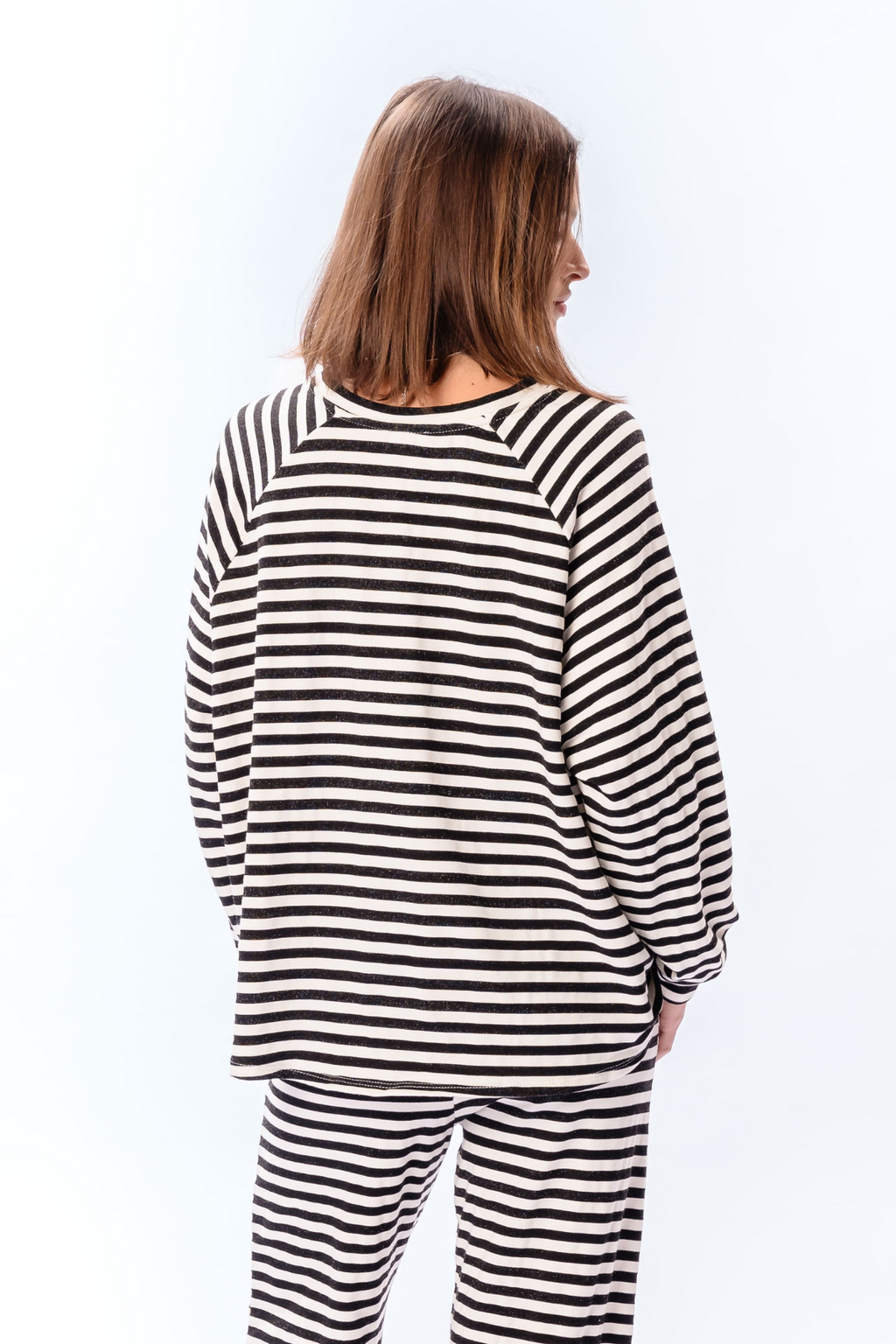 Stripped Long Sleeve Regular Fit - Black