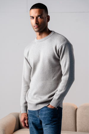 Pull en tricot à chariot d'équipage - gris clair