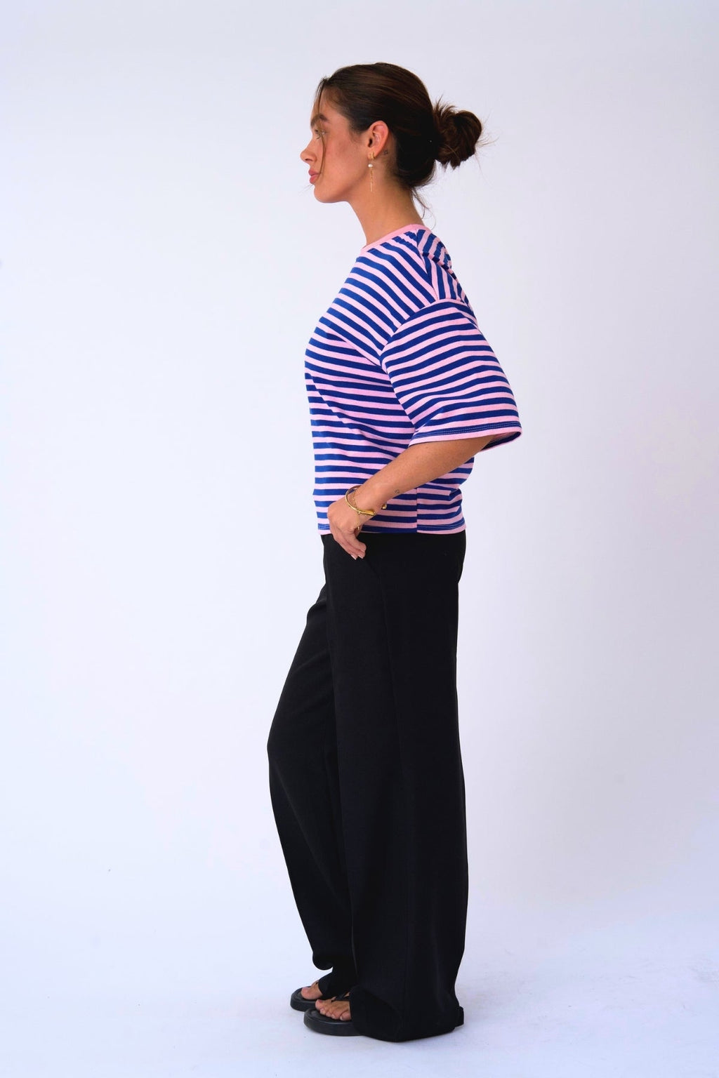 Zoe T-shirt - Blue/Light Pink