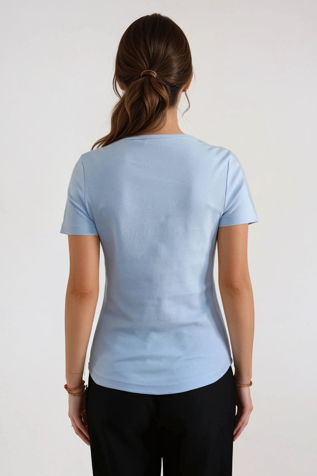 Basic T-shirt serré - bleu clair