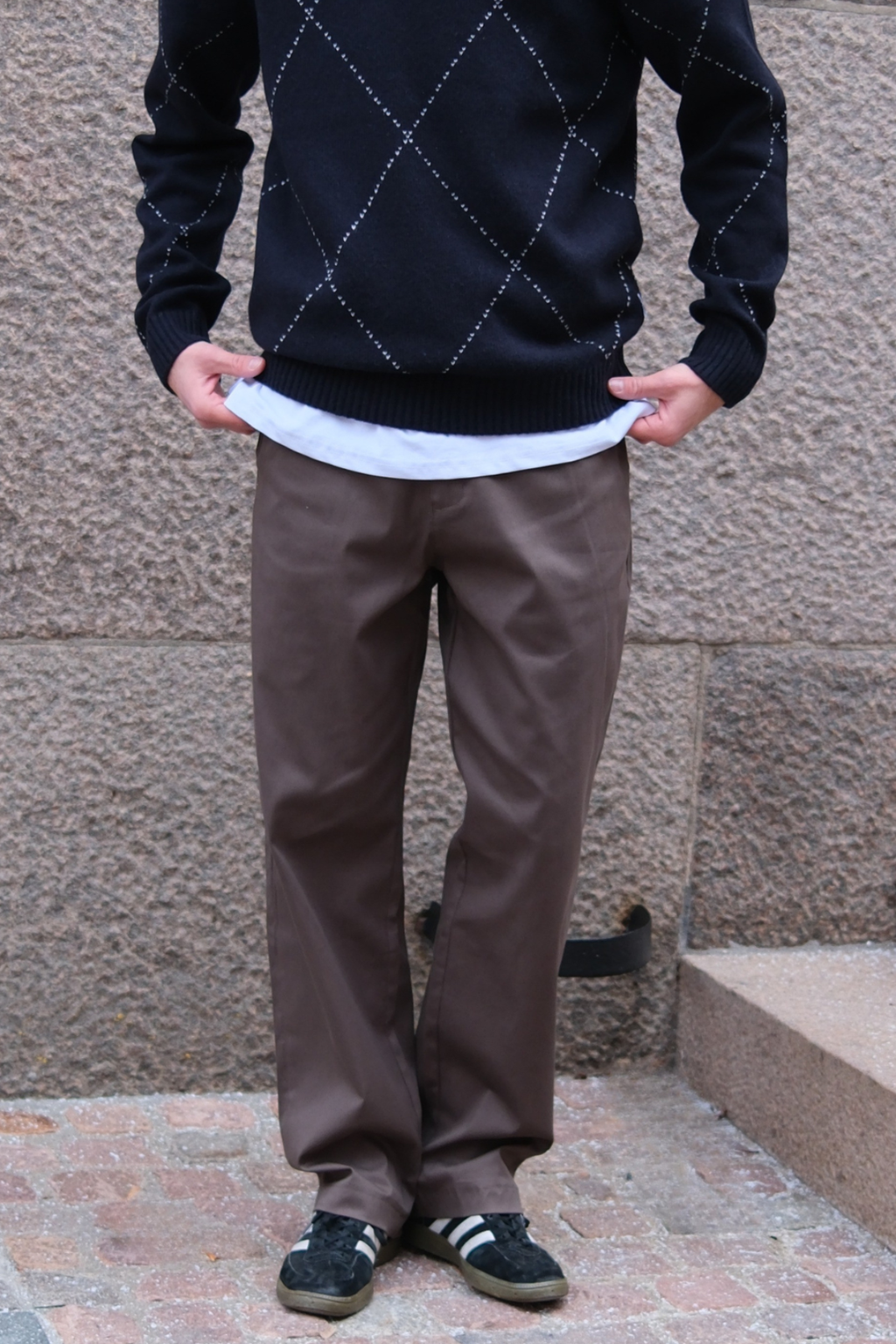 Chino droit en coton - Olive