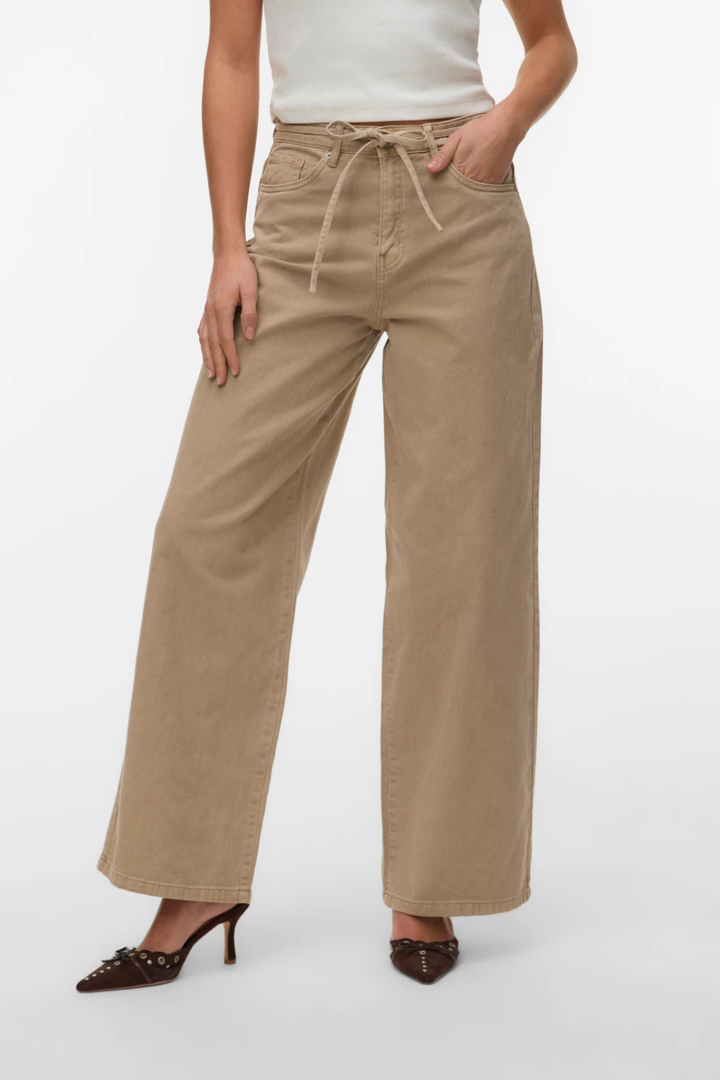 Wien Wide Belt Color Jeans - Vison Argenté