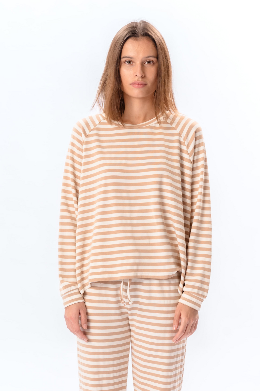 Stripped Long Sleeve Regular Fit - Beige
