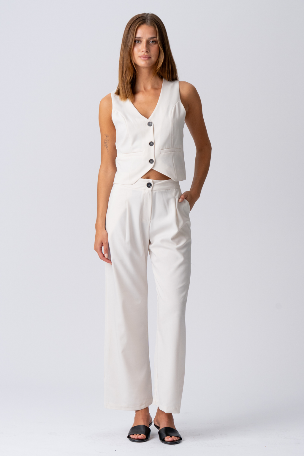 Natalie Vest and Pants (Light Beige) - Package deal