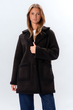 Manteau en shearling - Noir