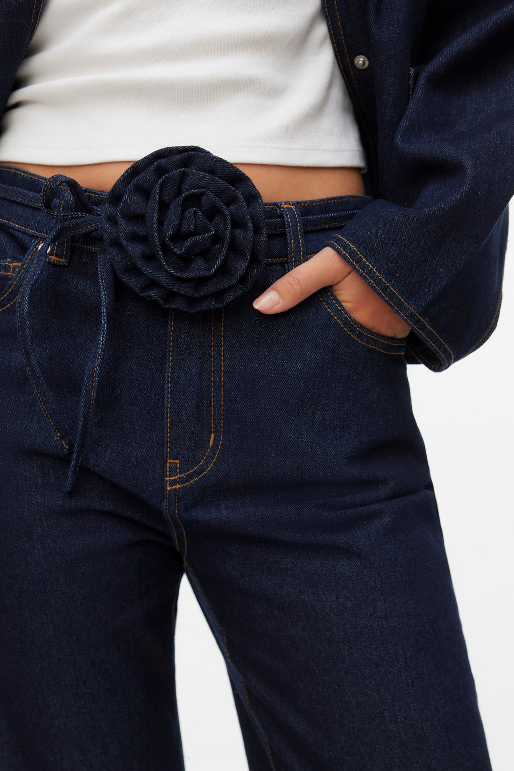 Ceinture droite Allison - Denim bleu foncé