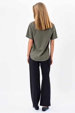 Chemise en lin à manches courtes - armée