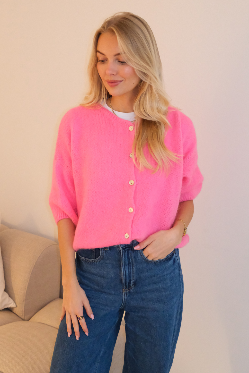 Tricot à manches courtes Mary - Rose bébé