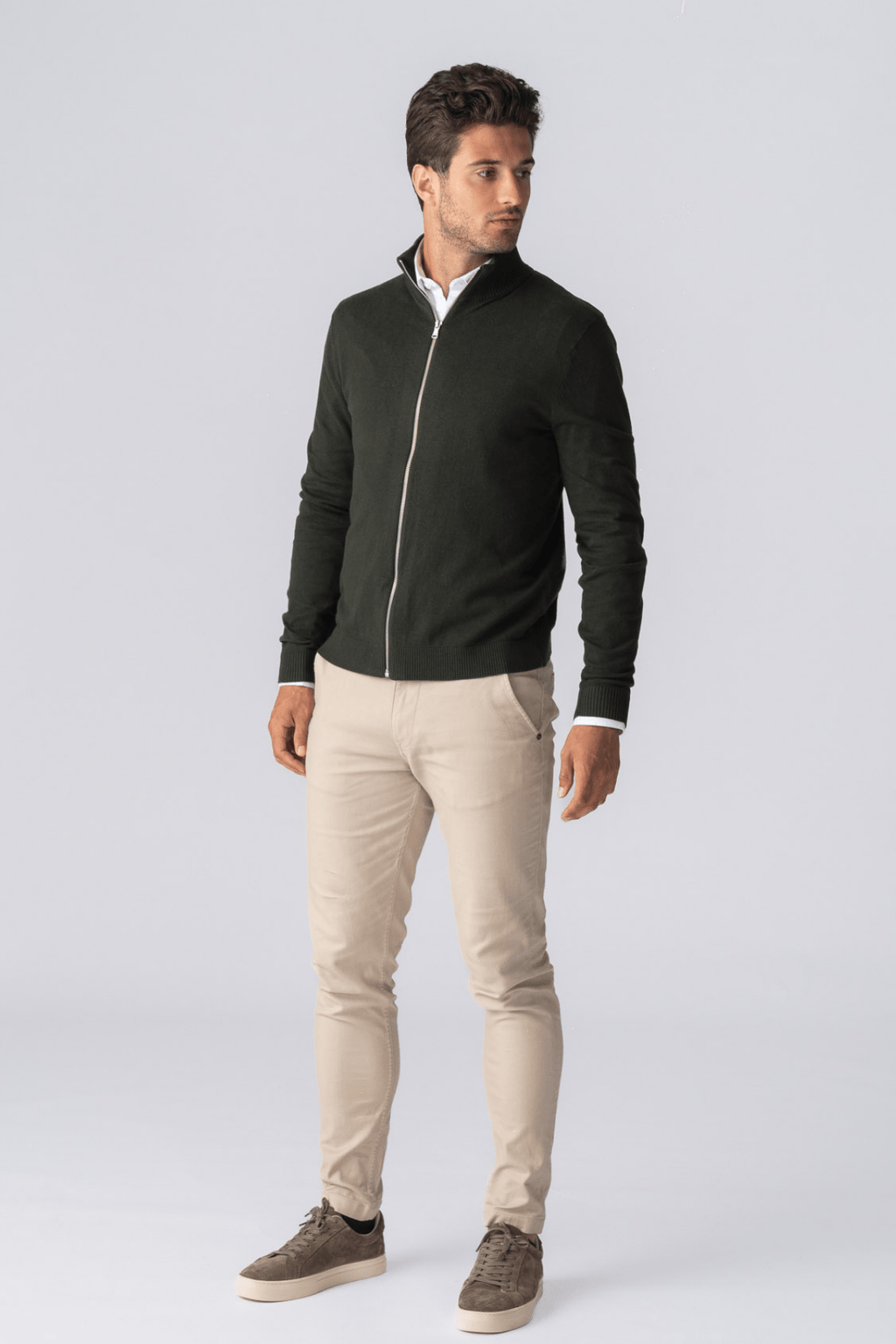 Pullover Zip Cardigan - Army