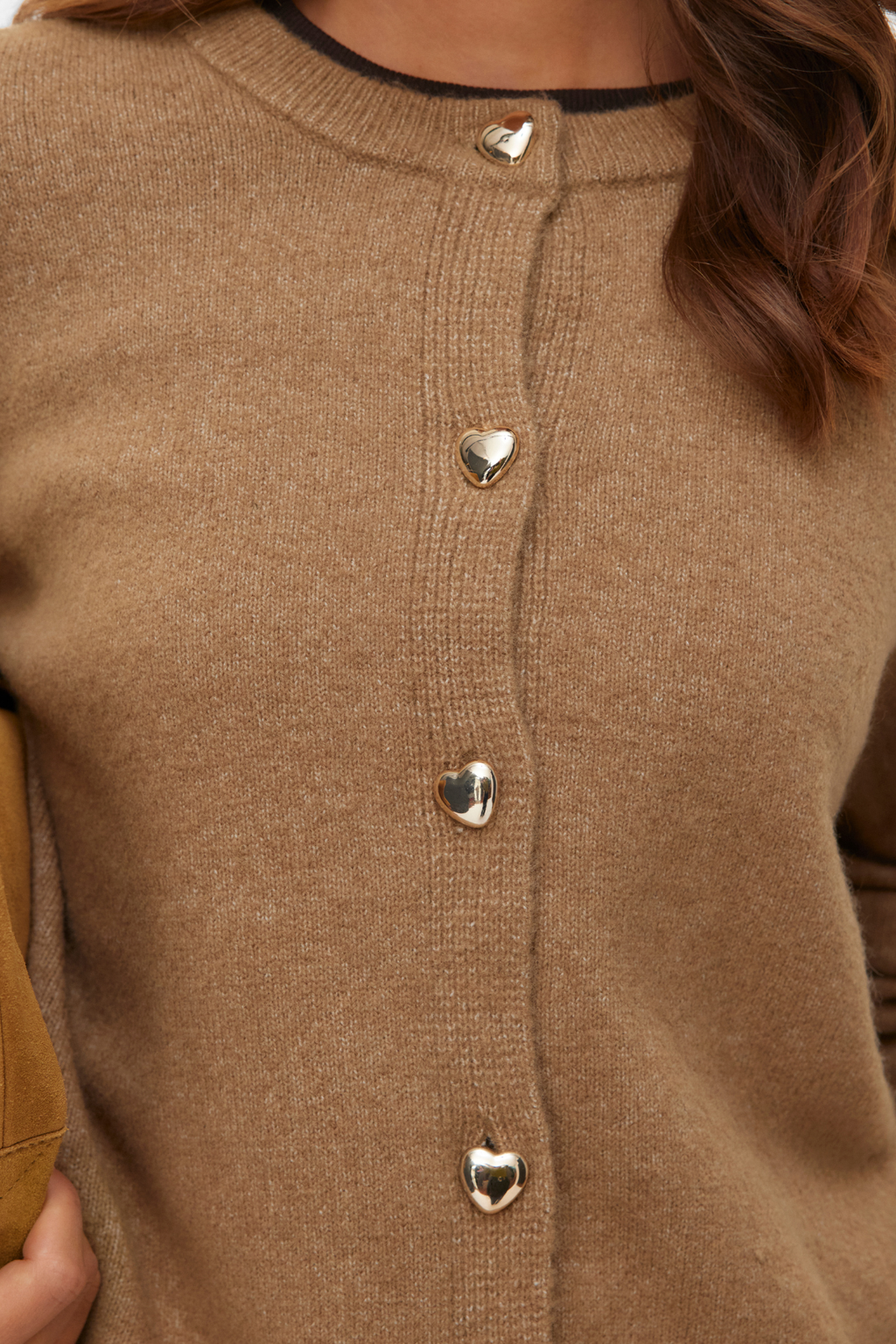 Cardigan court boutonné Fiona - Silver Mink Melange