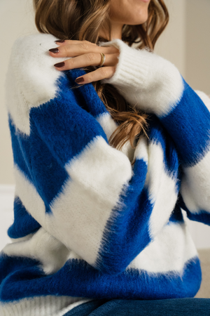 Pull tricoté à rayures Celina - blanc / marine