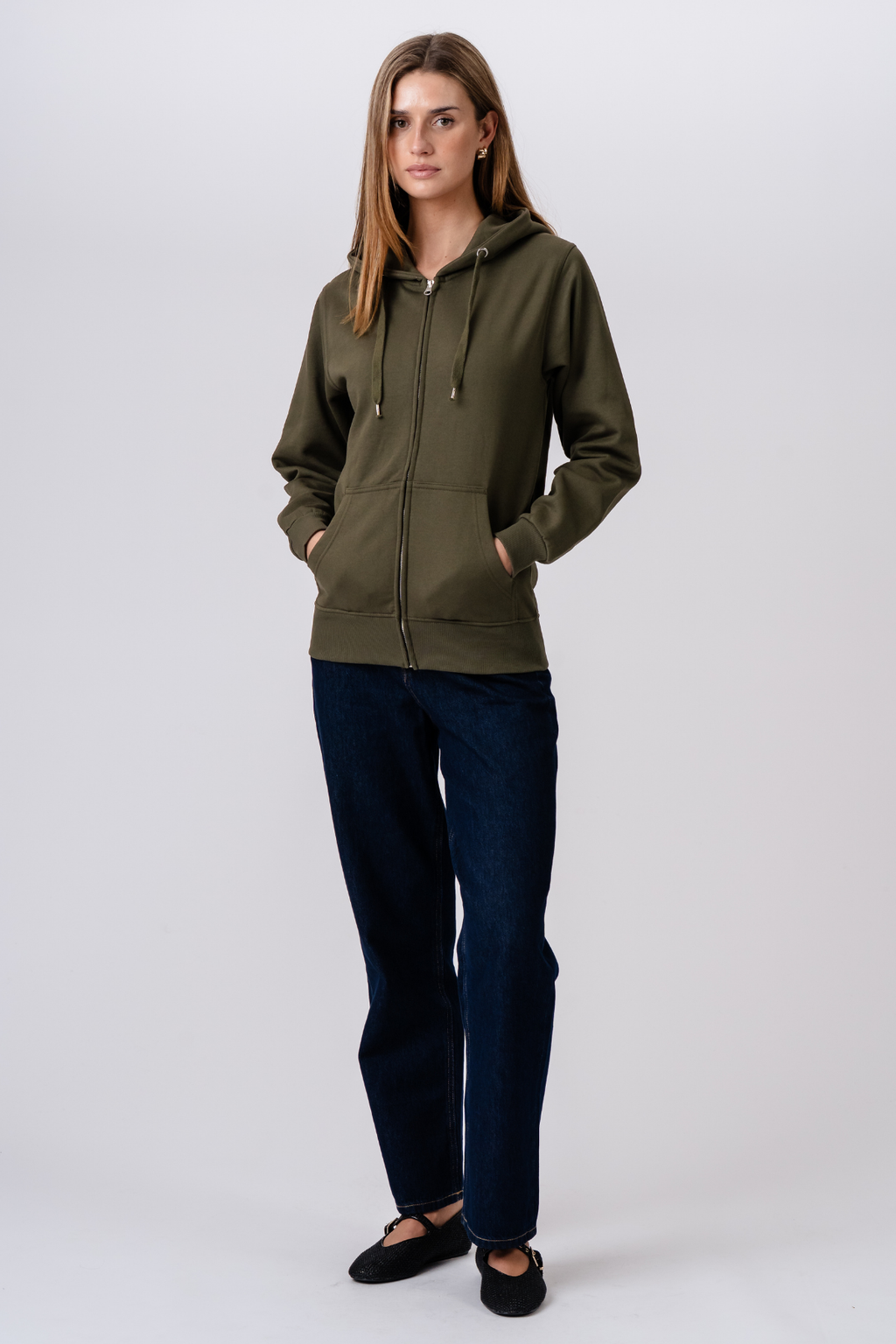 Basic Hoodie zip - Armée