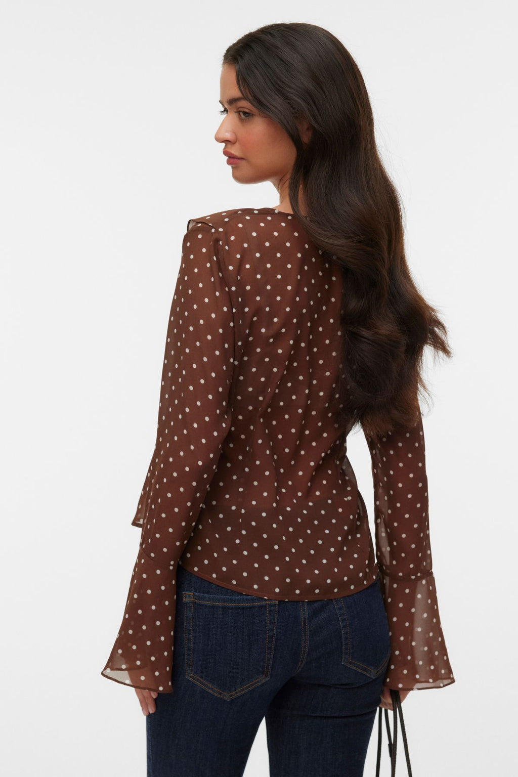 Willow Frill Top - Chocolate Martini:Point blanc neige