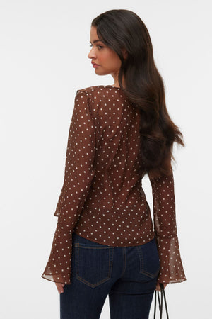 Willow Frill Top - Chocolate Martini:Point blanc neige