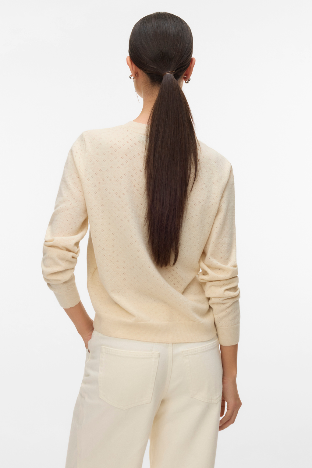 Marina Pointelle Cardigan - Birch