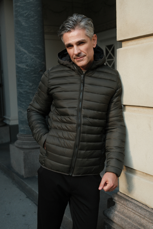 Blouson bouffant léger à capuche - Olive