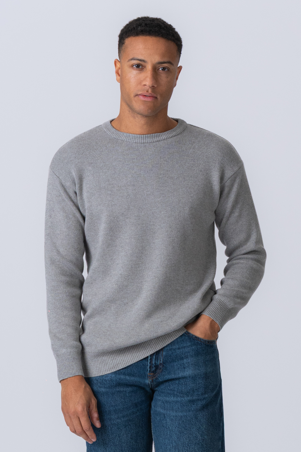 Pull en tricot à chariot d'équipage - gris clair