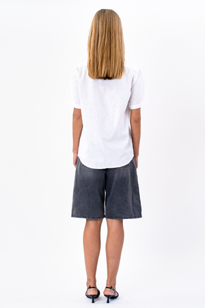 Short Sleeve Linen Shirt - White