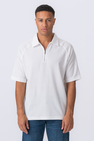 Enzo Short Sleeve Half Zip - White